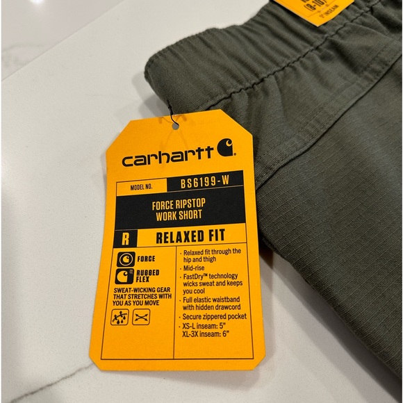 New Carhartt Force Ripstop Work Short, 5 inch inseam, Size M (8-10) - Picture 5 of 7